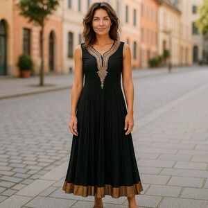 Elegant Black and Gold Women's Dress